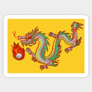 A Dragon and the Fiery Pearl of Wisdom Sticker